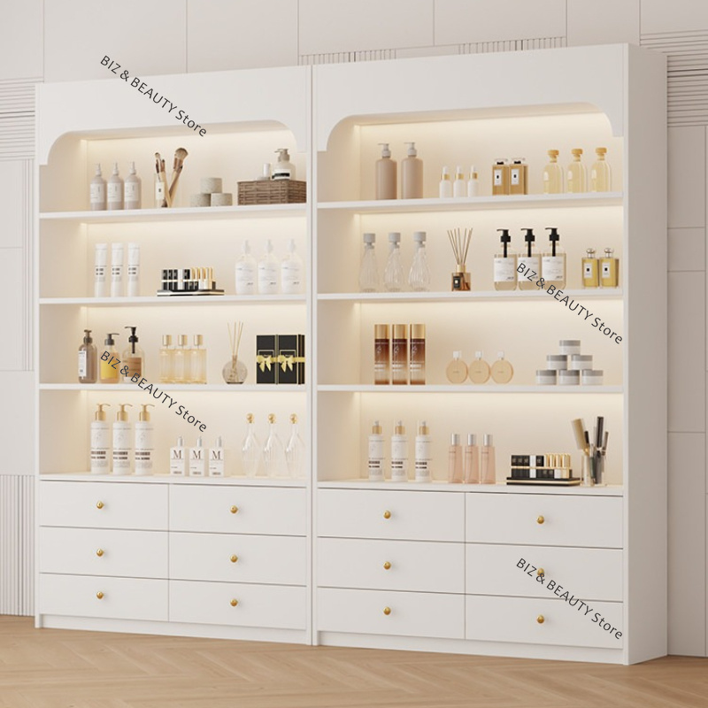 Luxury Skincare Shop - Cosmetica displaykast in crèmekleur, op maat